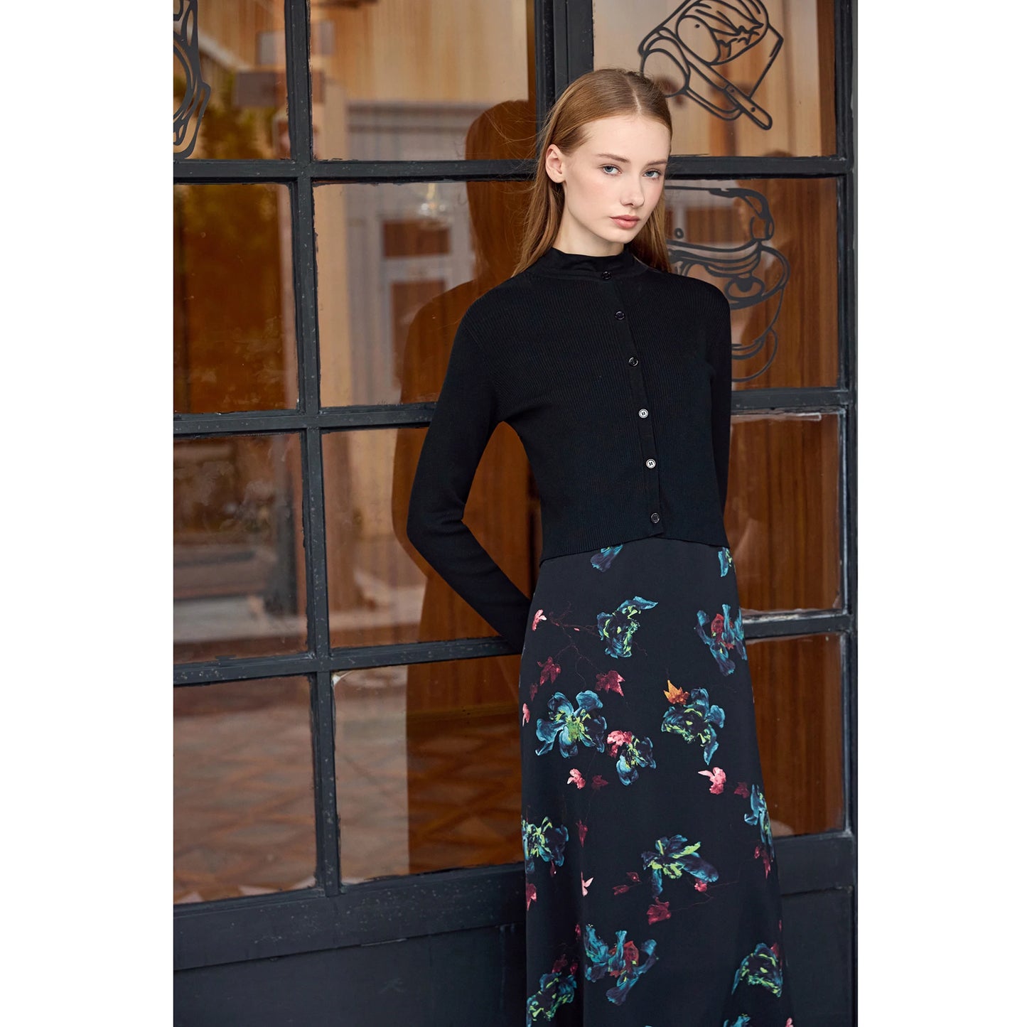 Satin Dress  Knitting Cardigan Set - Womens Autumn Winter Fashion - ZOOMNSTORE