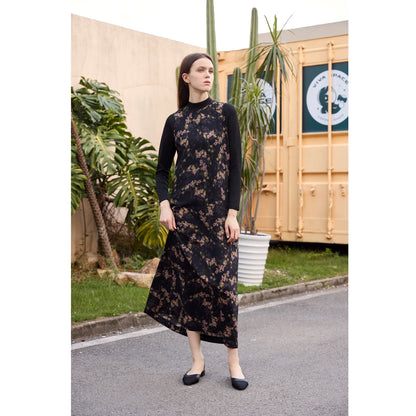 Satin Dress  Knitting Cardigan Set - Womens Autumn Winter Fashion - ZOOMNSTORE