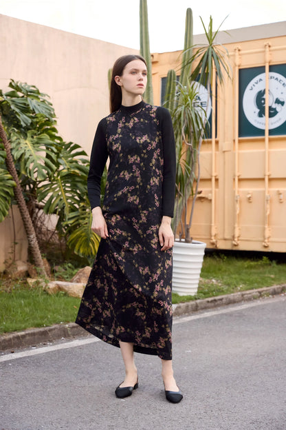 Satin Dress  Knitting Cardigan Set - Womens Autumn Winter Fashion - ZOOMNSTORE