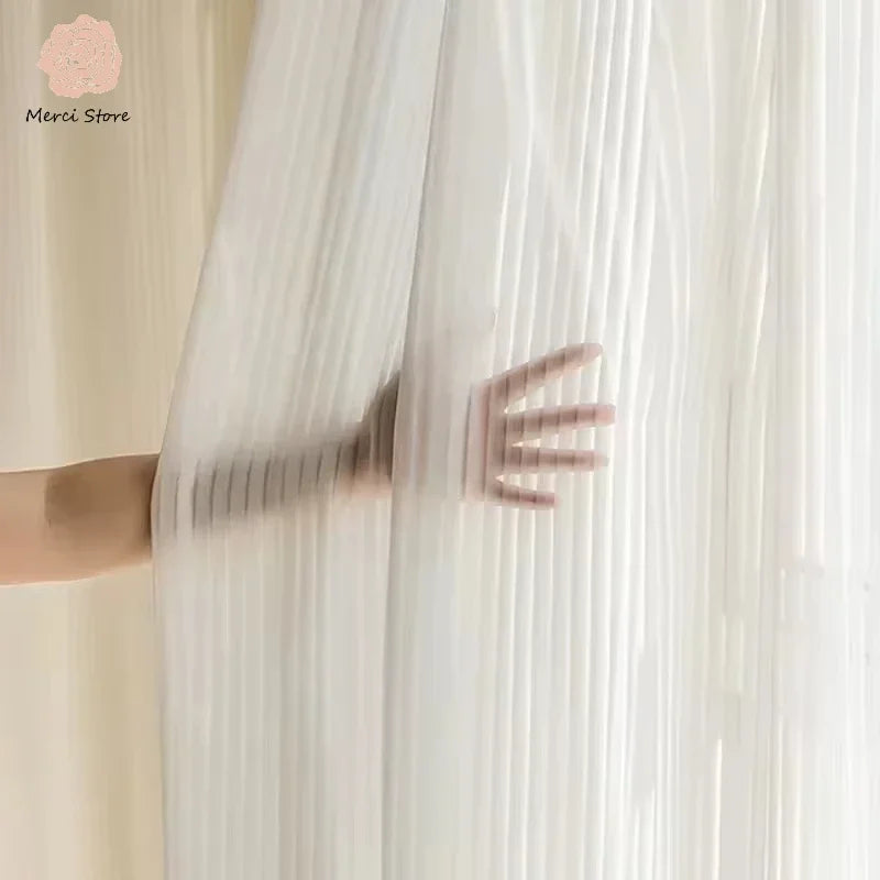 Striped Vertical Privacy Sheer Tulle for Windows Transparent Chiffon White Tulle Blinds Style Curtains for Living Room Bedroom - ZOOMNSTORE