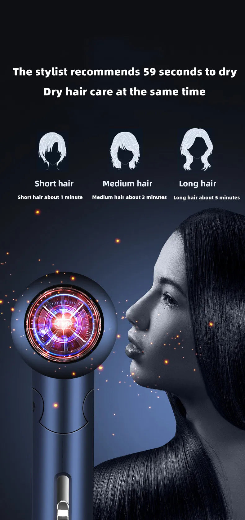 Professional Hair Dryer - Foldable High Power Negative Ion Blu-Ray Electric Dryer - ZOOMNSTORE