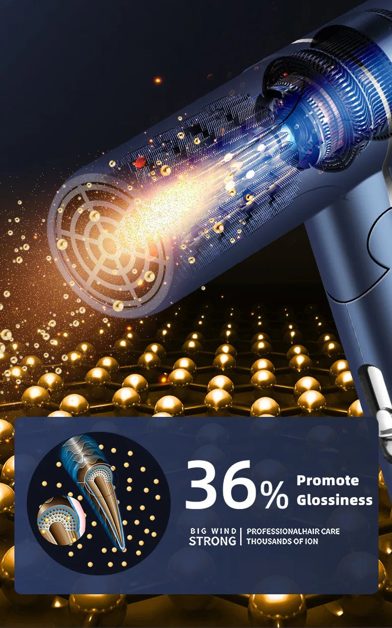 Professional Hair Dryer - Foldable High Power Negative Ion Blu-Ray Electric Dryer - ZOOMNSTORE