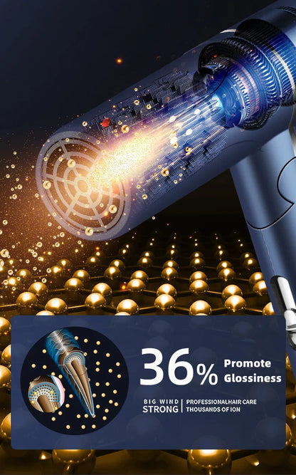 Professional Hair Dryer - Foldable High Power Negative Ion Blu-Ray Electric Dryer - ZOOMNSTORE