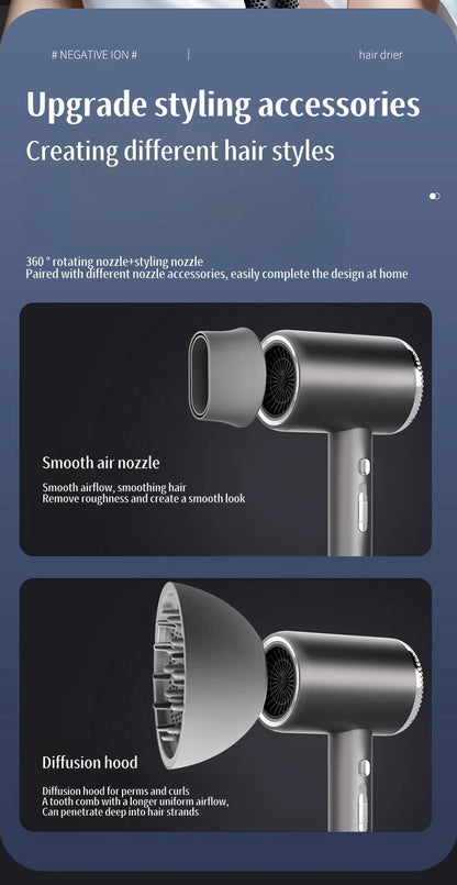 Professional Hair Dryer - High Power Quick Drying EU Plug Silent Hair Dryer With Diffuser - ZOOMNSTORE