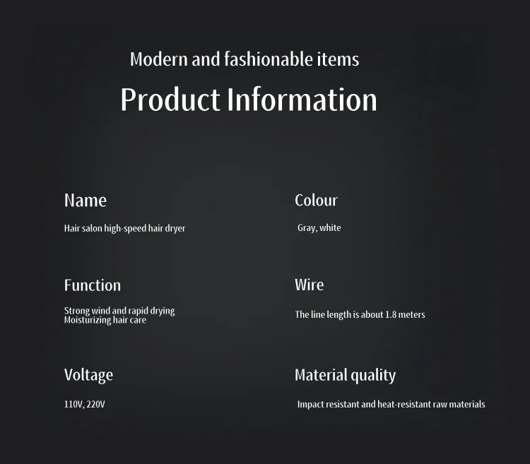 Professional Hair Dryer - High Power Quick Drying EU Plug Silent Hair Dryer With Diffuser - ZOOMNSTORE