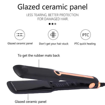 Professional Hair Straightener - Ceramic Flat Iron With Wide Plates & Adjustable Temperature - ZOOMNSTORE