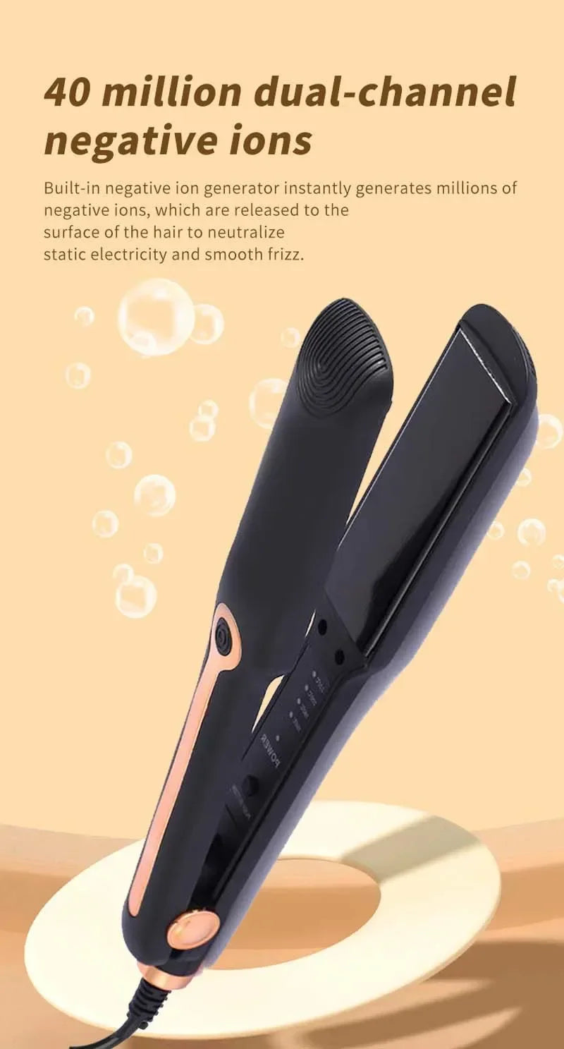 Professional Hair Straightener - Ceramic Flat Iron With Wide Plates & Adjustable Temperature - ZOOMNSTORE