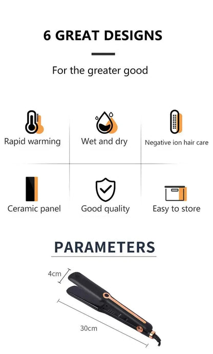 Professional Hair Straightener - Ceramic Flat Iron With Wide Plates & Adjustable Temperature - ZOOMNSTORE