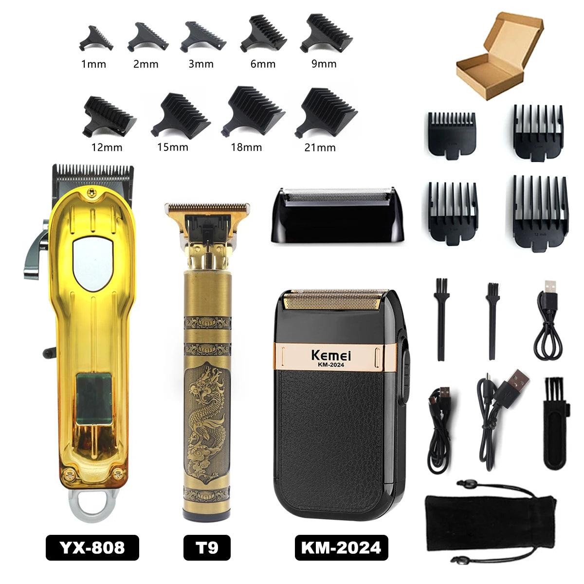Professional T9 Beard Trimmer - Metal Body Hair Clipper with Stainless Steel Blade - ZOOMNSTORE