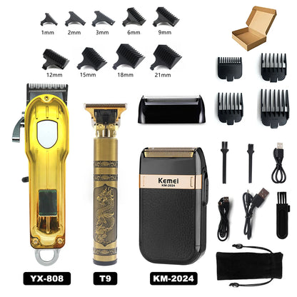 Professional T9 Beard Trimmer - Metal Body Hair Clipper with Stainless Steel Blade - ZOOMNSTORE