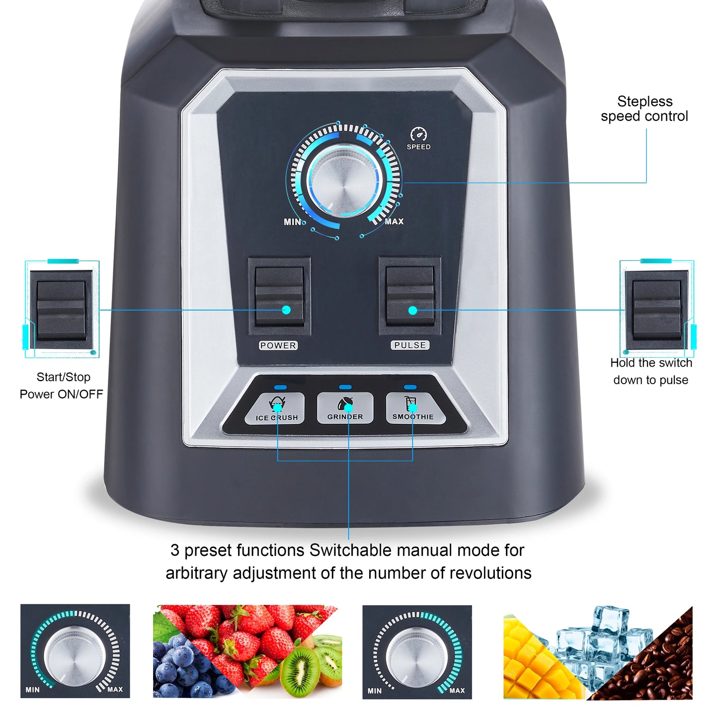 BioloMix Professional Smoothie Blender - BPA-Free 2L Food Mixer  Ice Crusher - ZOOMNSTORE