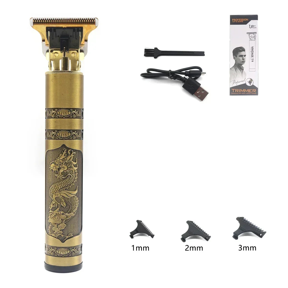 Professional T9 Beard Trimmer - Metal Body Hair Clipper with Stainless Steel Blade - ZOOMNSTORE