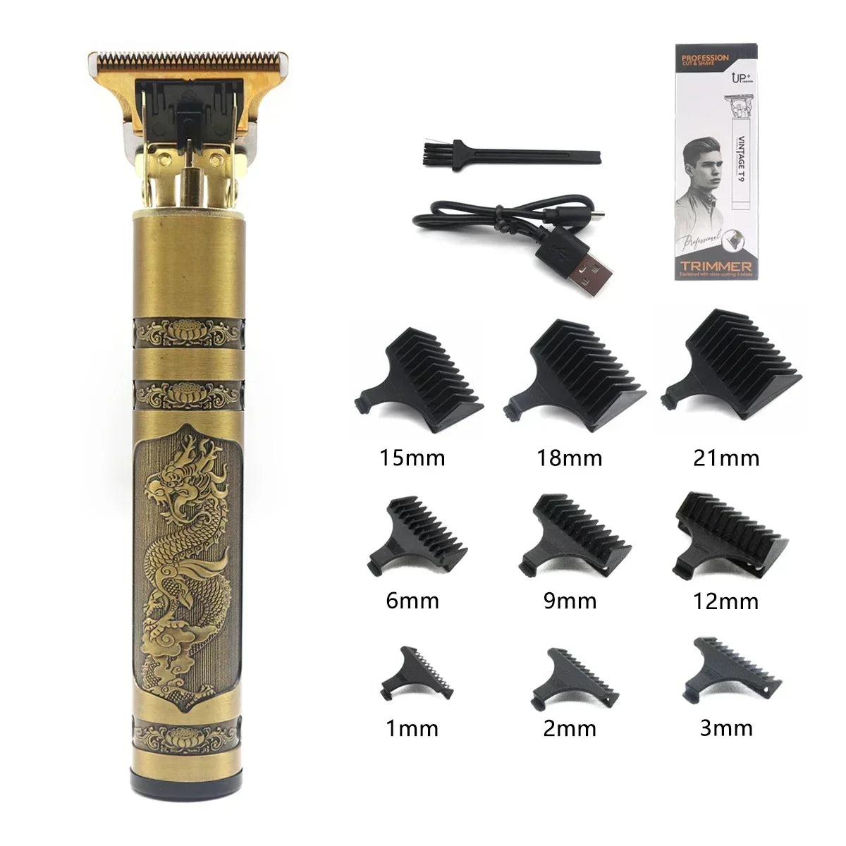 Professional T9 Beard Trimmer - Metal Body Hair Clipper with Stainless Steel Blade - ZOOMNSTORE