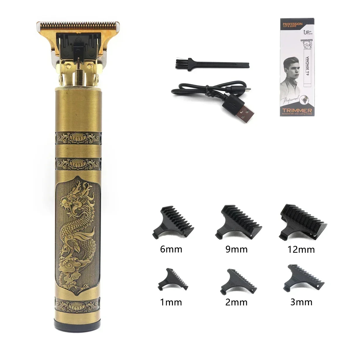 Professional T9 Beard Trimmer - Metal Body Hair Clipper with Stainless Steel Blade - ZOOMNSTORE