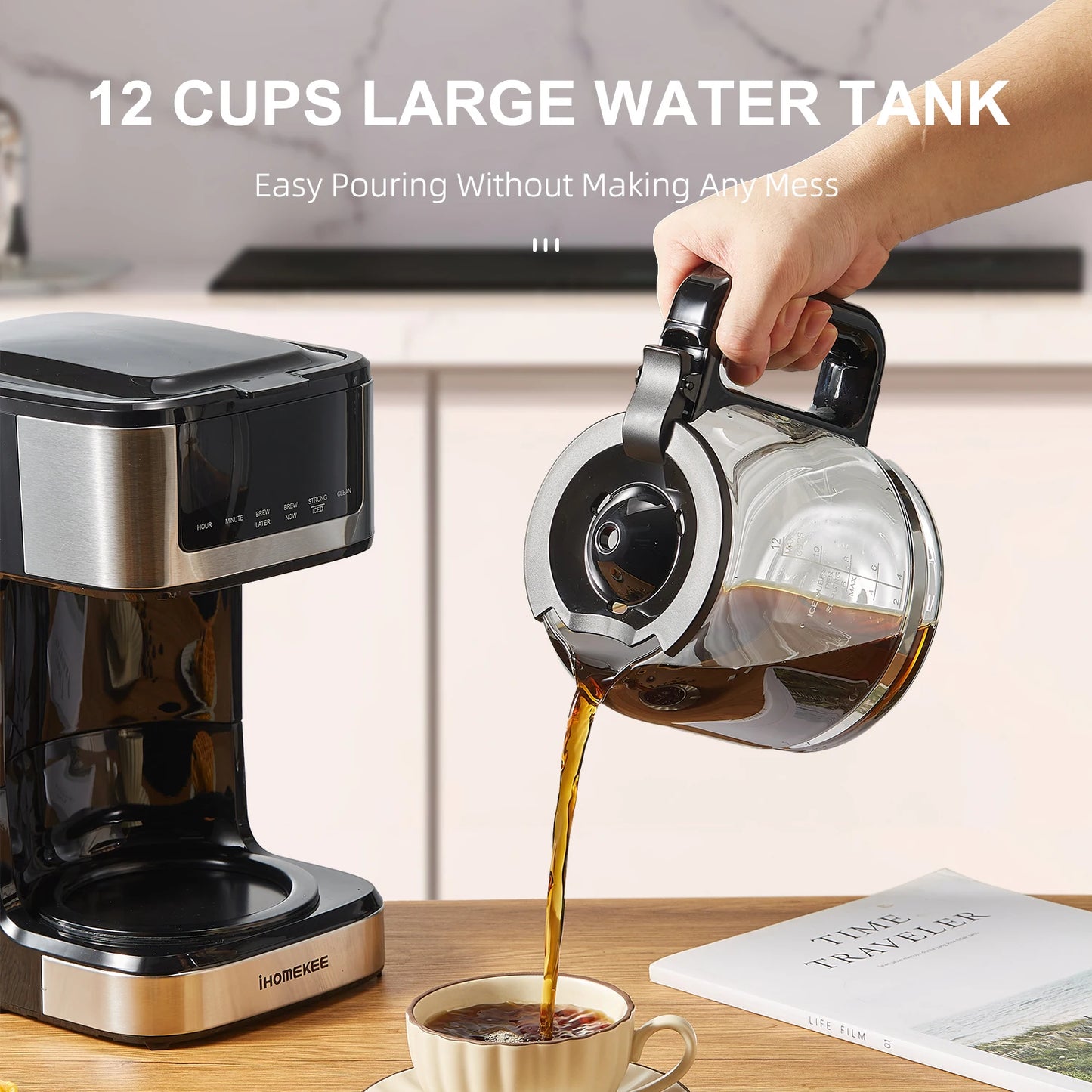 12-Cup Programmable Coffee Maker - Touch Screen with Iced Coffee Function - ZOOMNSTORE