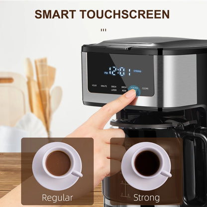 12-Cup Programmable Coffee Maker - Touch Screen with Iced Coffee Function - ZOOMNSTORE