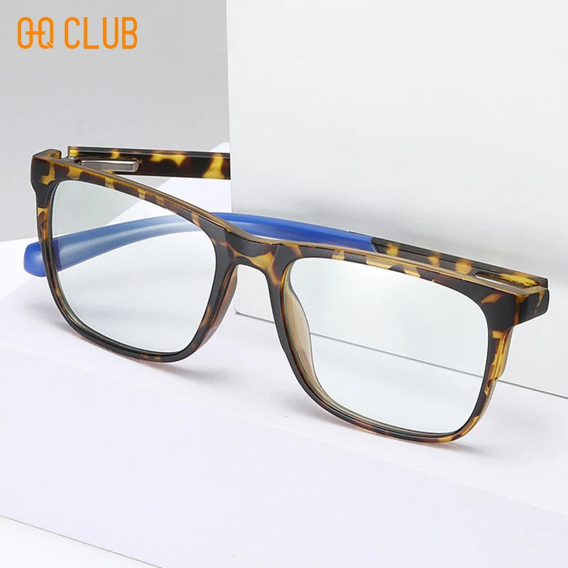 Progressive Reading Glasses – Men's Rectangle Eyeglass Frames with Transparent Eyepieces - ZOOMNSTORE