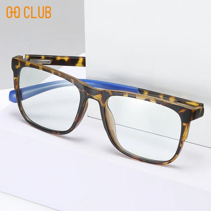Progressive Reading Glasses – Men's Rectangle Eyeglass Frames with Transparent Eyepieces - ZOOMNSTORE