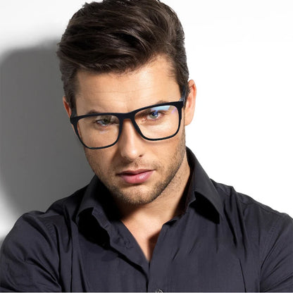 Progressive Reading Glasses – Men's Rectangle Eyeglass Frames with Transparent Eyepieces - ZOOMNSTORE
