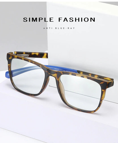 Progressive Reading Glasses – Men's Rectangle Eyeglass Frames with Transparent Eyepieces - ZOOMNSTORE