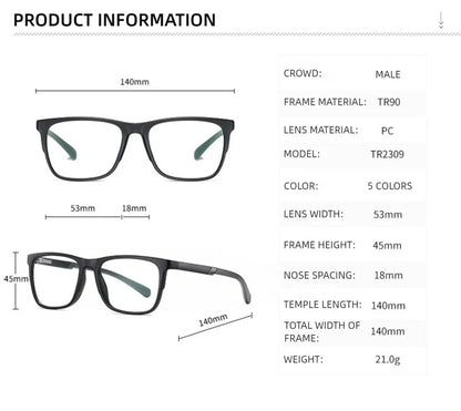 Progressive Reading Glasses – Men's Rectangle Eyeglass Frames with Transparent Eyepieces - ZOOMNSTORE