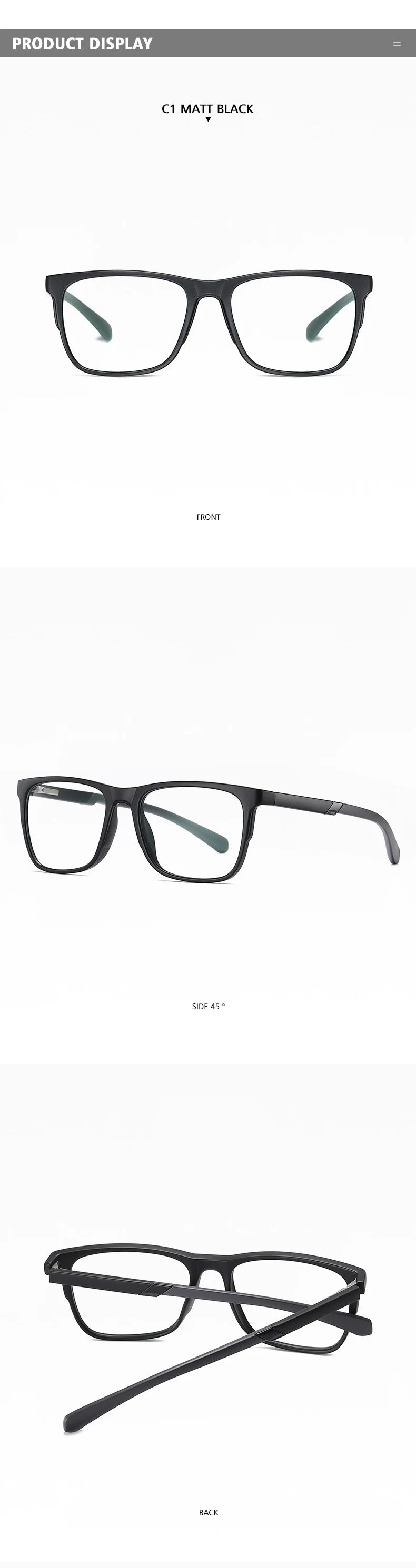 Progressive Reading Glasses – Men's Rectangle Eyeglass Frames with Transparent Eyepieces - ZOOMNSTORE