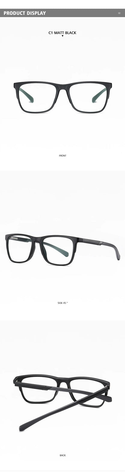 Progressive Reading Glasses – Men's Rectangle Eyeglass Frames with Transparent Eyepieces - ZOOMNSTORE