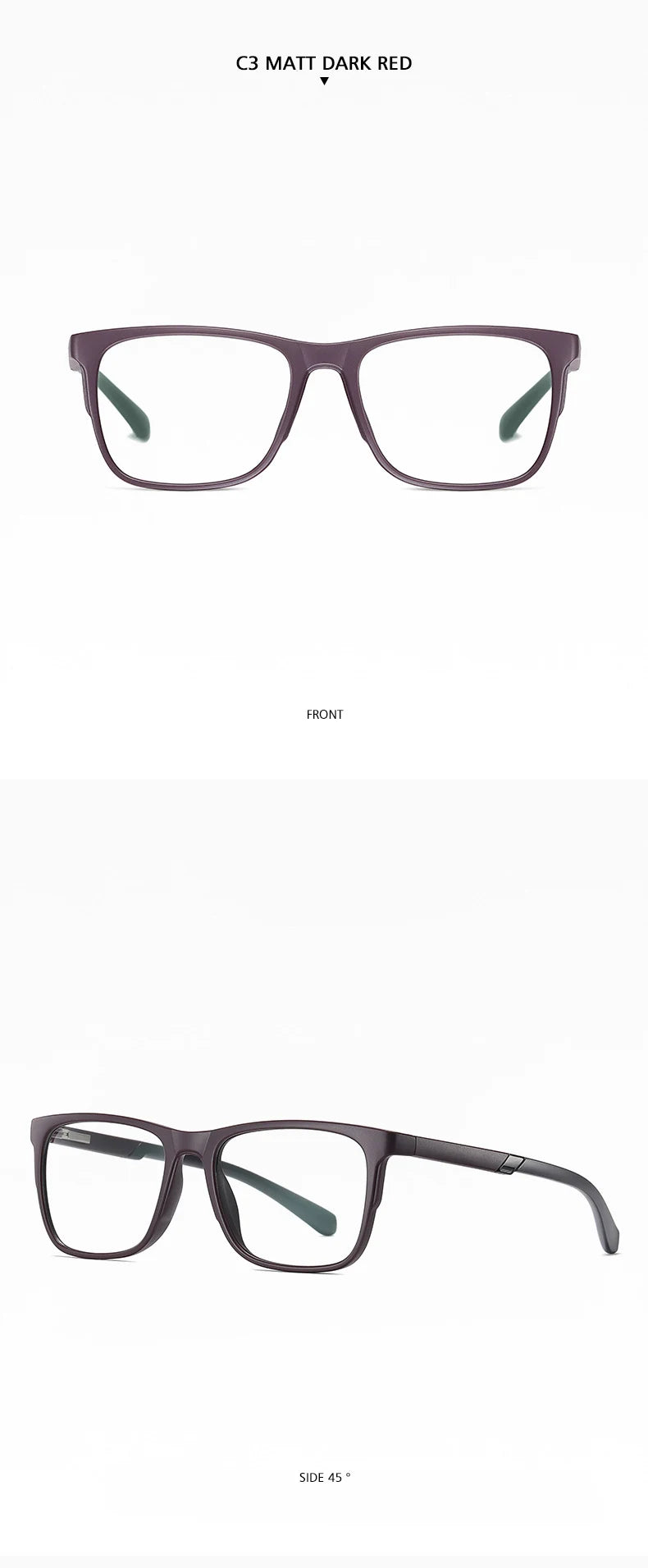 Progressive Reading Glasses – Men's Rectangle Eyeglass Frames with Transparent Eyepieces - ZOOMNSTORE