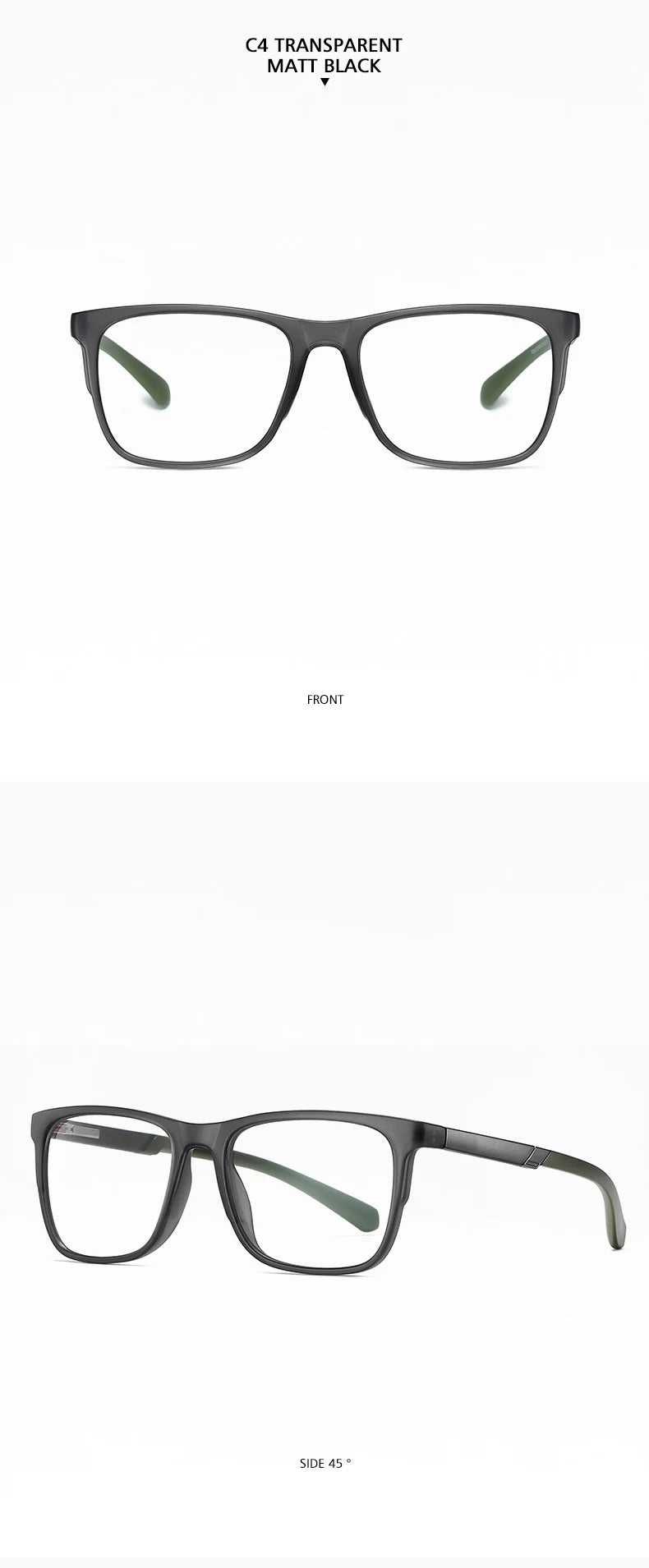 Progressive Reading Glasses – Men's Rectangle Eyeglass Frames with Transparent Eyepieces - ZOOMNSTORE