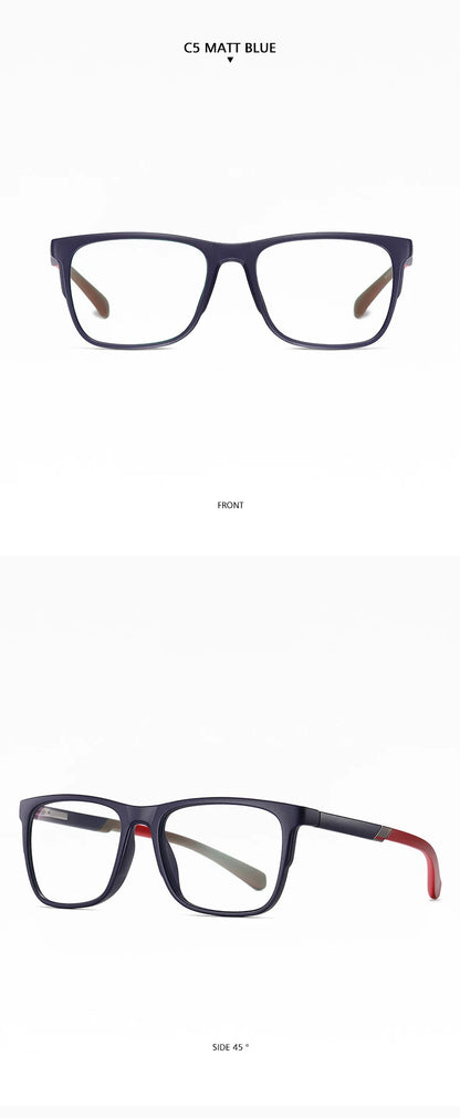 Progressive Reading Glasses – Men's Rectangle Eyeglass Frames with Transparent Eyepieces - ZOOMNSTORE
