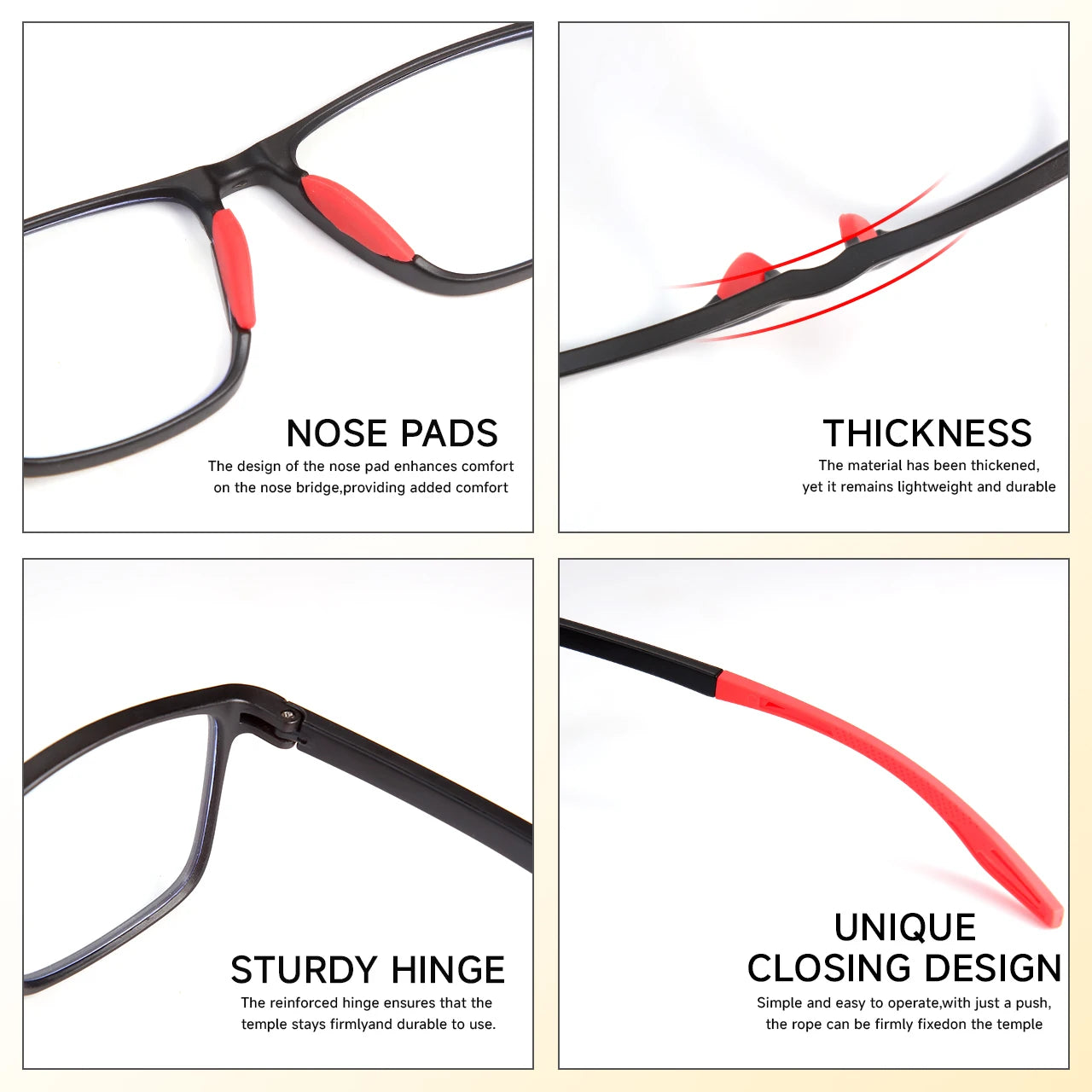 Progressive Reading Glasses - Unisex Rectangle Sports Eyewear with Clear Polycarbonate Lenses - ZOOMNSTORE