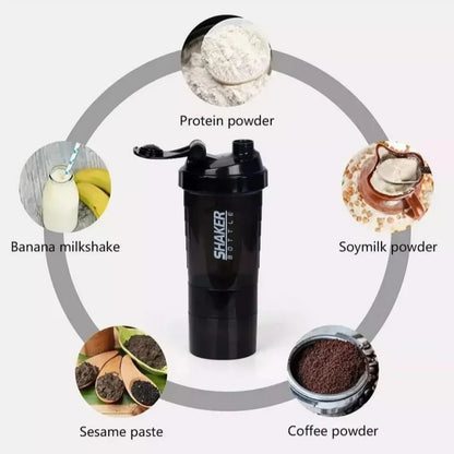 Protein Shaker Bottle - 3 Layer Shaker Cup With Large Capacity For Exercise Mixing - ZOOMNSTORE