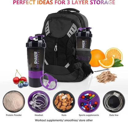 Protein Shaker Bottle – 500ml Layered Gym Bottle with Wire Stirring Ball & Extra Storage - ZOOMNSTORE