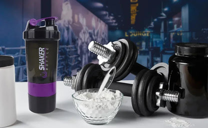 Protein Shaker Bottle – 500ml Layered Gym Bottle with Wire Stirring Ball & Extra Storage - ZOOMNSTORE