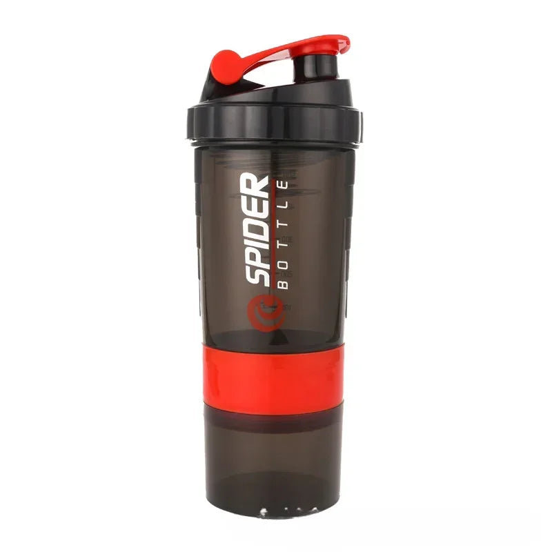 Protein Shaker Bottle – 500ml Layered Gym Bottle with Wire Stirring Ball & Extra Storage - ZOOMNSTORE
