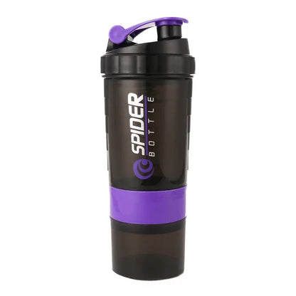 Protein Shaker Bottle – 500ml Layered Gym Bottle with Wire Stirring Ball & Extra Storage - ZOOMNSTORE