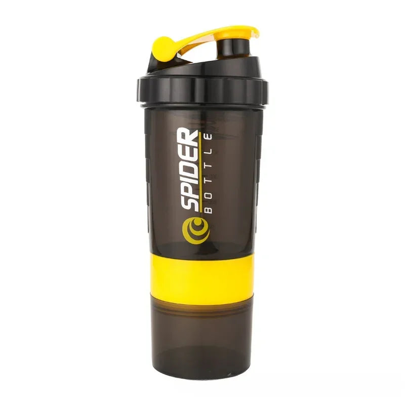 Protein Shaker Bottle – 500ml Layered Gym Bottle with Wire Stirring Ball & Extra Storage - ZOOMNSTORE