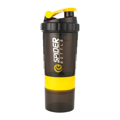 Protein Shaker Bottle – 500ml Layered Gym Bottle with Wire Stirring Ball & Extra Storage - ZOOMNSTORE