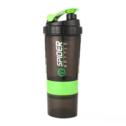 Protein Shaker Bottle – 500ml Layered Gym Bottle with Wire Stirring Ball & Extra Storage - ZOOMNSTORE