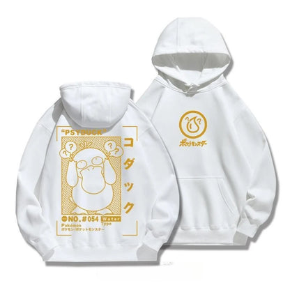 Psyduck Cotton Hoodie - Anime Printed Harajuku Style Sweater With Soft Knit Fabric - ZOOMNSTORE