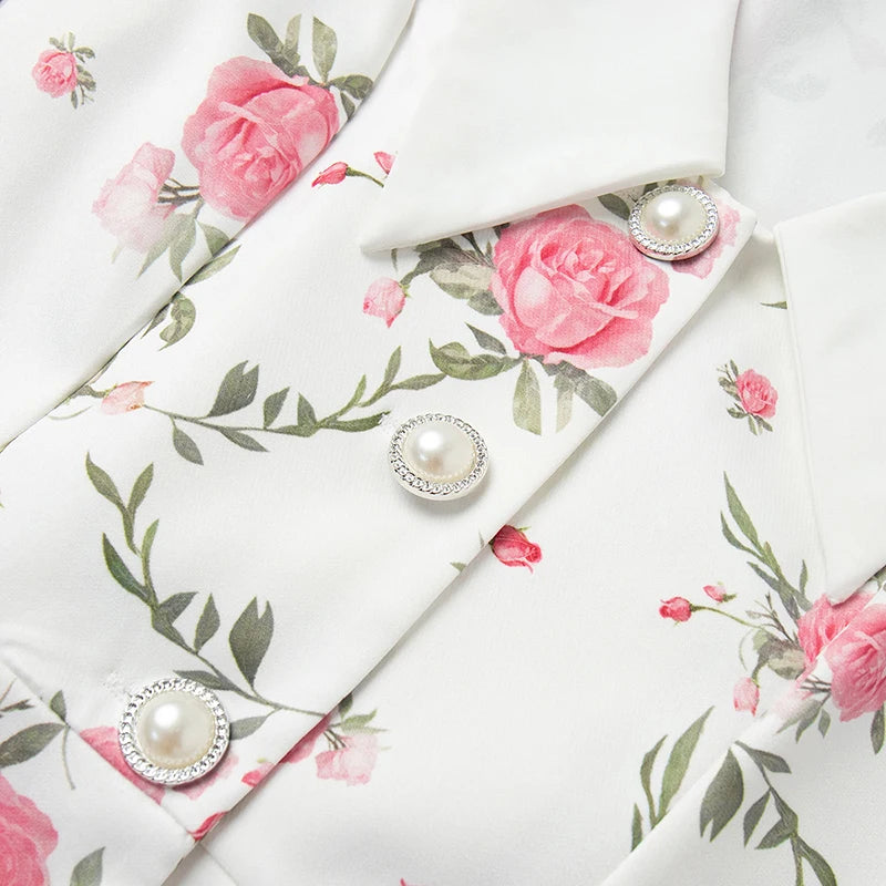 Puff Sleeve Mini Dress - Women's Summer Casual Vacation Dress With Pearl Buttons - ZOOMNSTORE