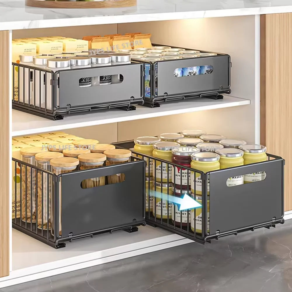 Pull-Out Kitchen Storage Rack - Spice Organizer  Drawer Tray - ZOOMNSTORE
