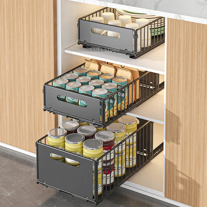 Pull-Out Kitchen Storage Rack - Spice Organizer  Drawer Tray - ZOOMNSTORE