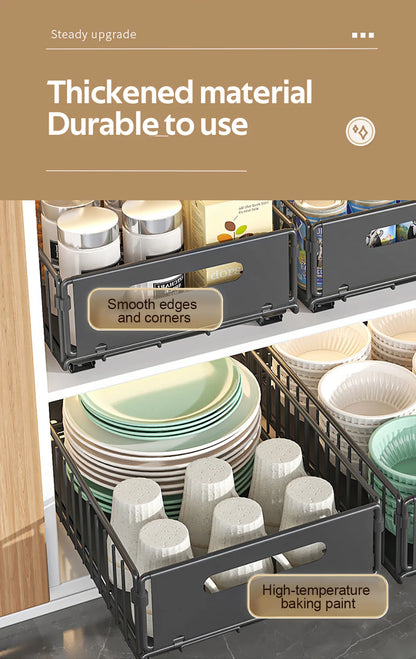 Pull-Out Kitchen Storage Rack - Spice Organizer  Drawer Tray - ZOOMNSTORE