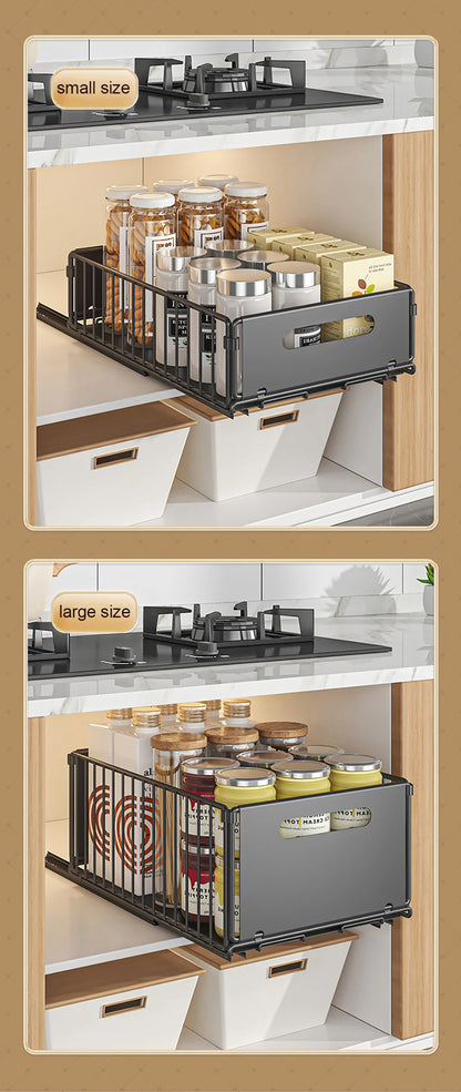 Pull-Out Kitchen Storage Rack - Spice Organizer  Drawer Tray - ZOOMNSTORE