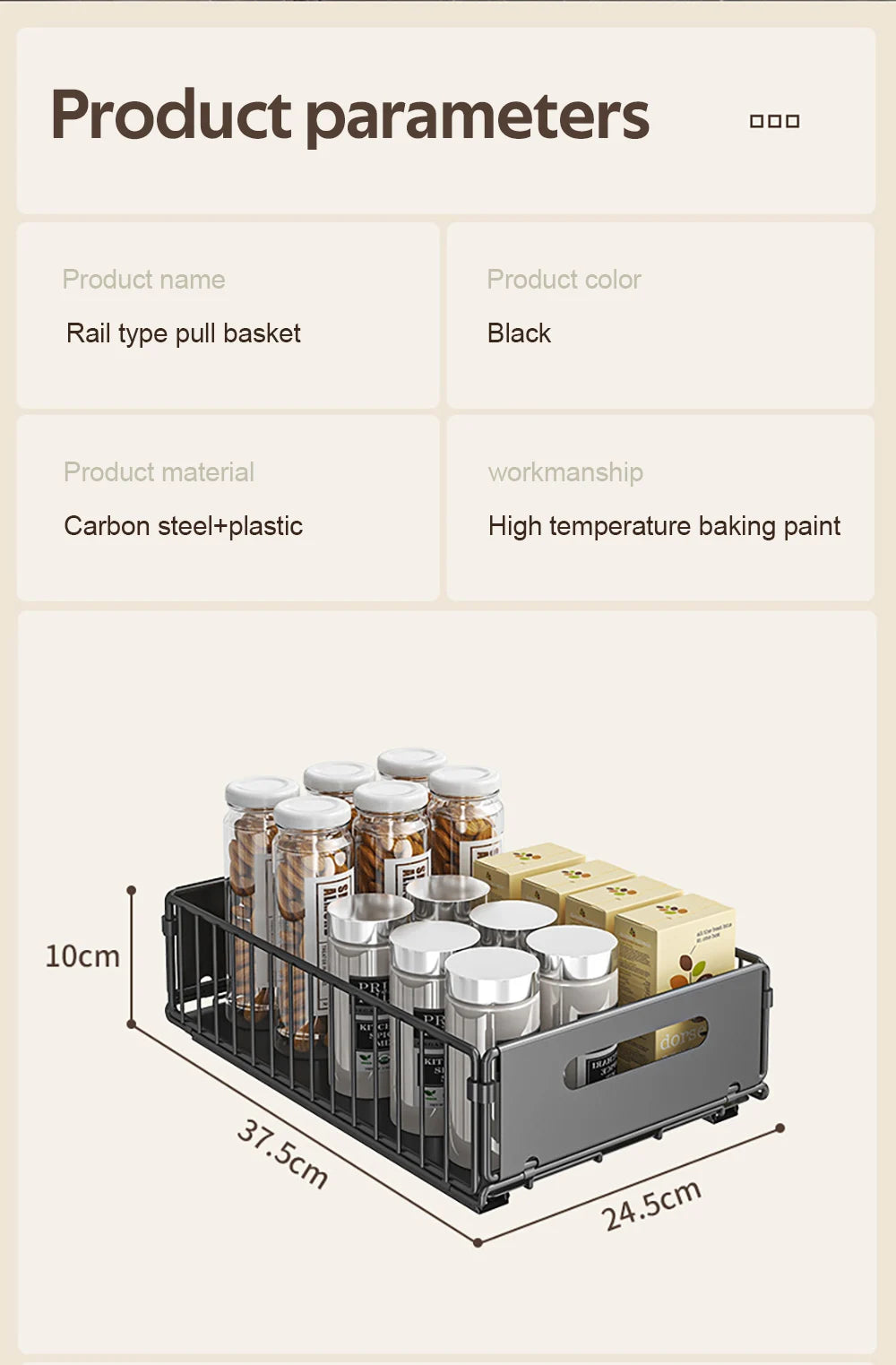 Pull-Out Kitchen Storage Rack - Spice Organizer  Drawer Tray - ZOOMNSTORE