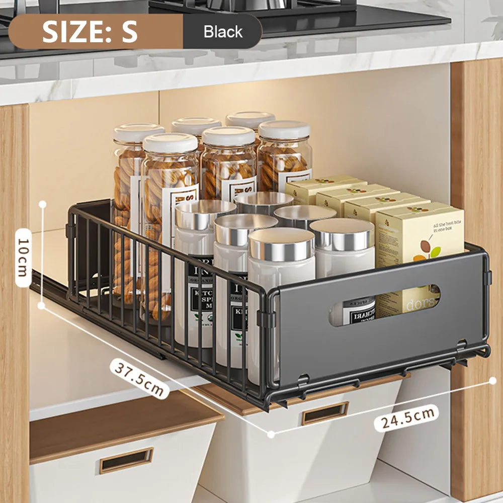 Pull-Out Kitchen Storage Rack - Spice Organizer  Drawer Tray - ZOOMNSTORE