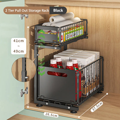 Pull-Out Kitchen Storage Rack - Spice Organizer  Drawer Tray - ZOOMNSTORE