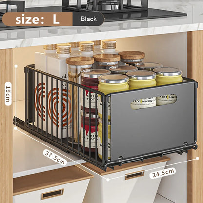 Pull-Out Kitchen Storage Rack - Spice Organizer  Drawer Tray - ZOOMNSTORE
