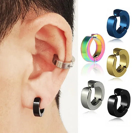 Punk Clip Earrings – Titanium Steel Studs Non Piercing Ear Rings for Men & Women - ZOOMNSTORE